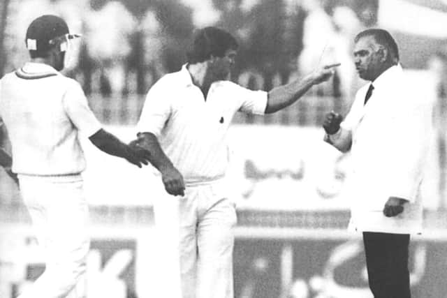 England captain Mike Gatting and Pakistan umpire Shakoor Rana have their infamous row in 1987. (Pictures: Graham Morris)