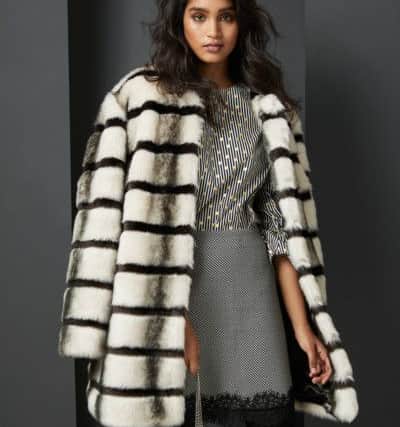 Black and white stripe faux fur coat, Â£45, Tu at Sainsbury's.