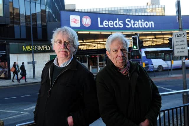 Colin Elliff (left) and Quentin Macdonald from High Speed UK pictured outside Leeds City Train Station11th December 2017 ..Picture by Simon Hulme