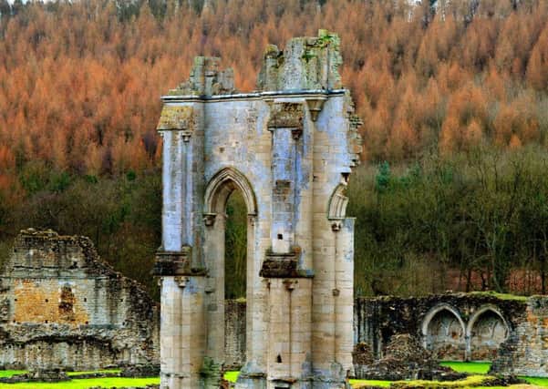 The ruins of Kirkham Priory  situated on the banks of the River Derwent.