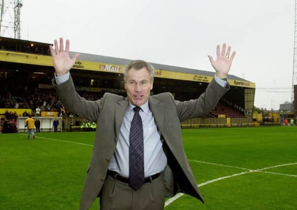 HELLO THERE: Peter Taylor introduces himself to the fans before the match against Rochdale at Boothferry Park in October 2002. Picture: Terry Carrott