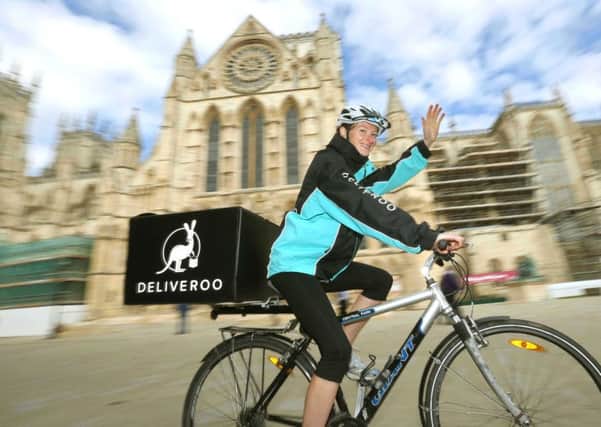 Natalie Greaves launching the new Deliveroo service in York.
Picture: Richard Doughty Photography