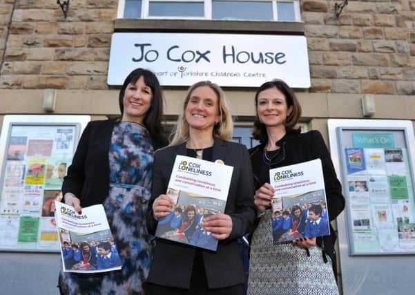 15 December 2017......     Jo Cox's siter Kim Leadbeater, centre, with MPs Rachel Reeves and Seema Kennedy, launch the long-awaited final report of the Jo Cox Loneliness Commission at a special event in Batley. Picture Tony Johnson.