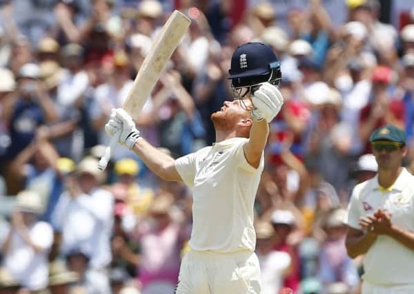 England's Jonny Bairstow celebrates his century during day two of the Ashes Test match at the WACA Ground, Perth. (Picture: Jason O'Brien/PA Wire)