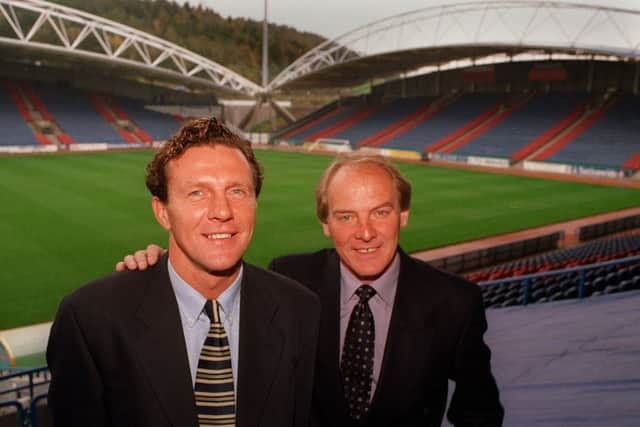 Peter Jackson and Terry Yorath at Huddersfield Town.
