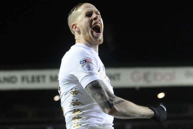 Pontus Jansson celebrates as the final whistle confirmed the win for Leeds United over Norwich City (Picture: Simon Hulme).