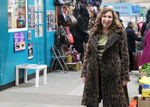 Kay Mellor in Leeds Kirkgate Market. Picture by Jacob Tomlinson.
