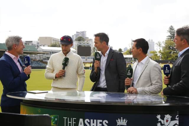 England's captain Joe Root undergoes an immediate post mortem with a TV panel after his side's loss in the third Test in Perth (Picture: Jason O'Brien/PA Wire).