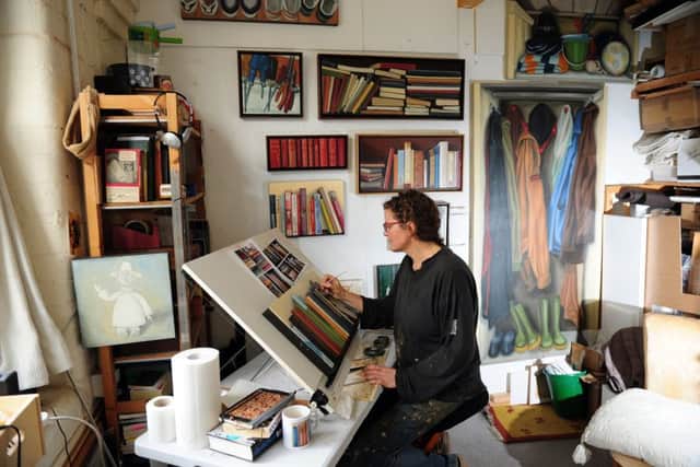 Artist Roo Waterhouse pictured at her studio at Hebden Bridge. Picture by Simon Hulme