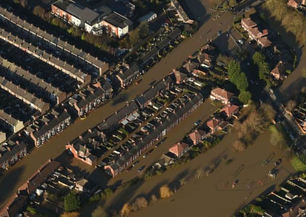 An aerial view of the Boxing Day floods after the River Ouse and River Foss bursts their banks in York city centre. Picture: Joe Giddens/PA Wire.