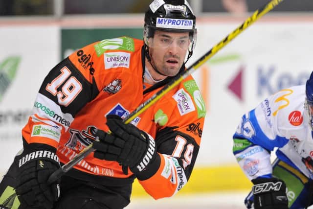 GAME FACE: Rod Sarich, in action for Sheffield Steelers against Coventry Blaze in March 2016. Picture: Dean Woolley.