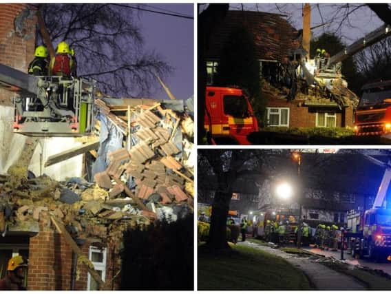 Emergency services working at the scene of the explosion. Pictures: Tony Johnson