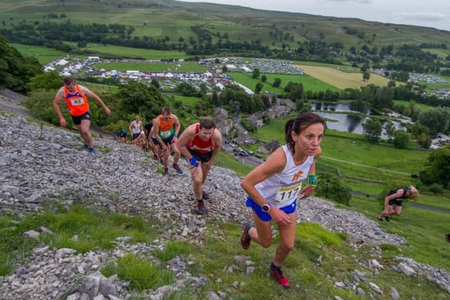 The crag race at this year's Kilnsey Show. Picture by James Hardisty.