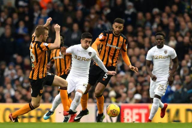 Pablo Hernandez is sandwiched between Seb Larsson and Michael Hector.   Picture Bruce Rollinson