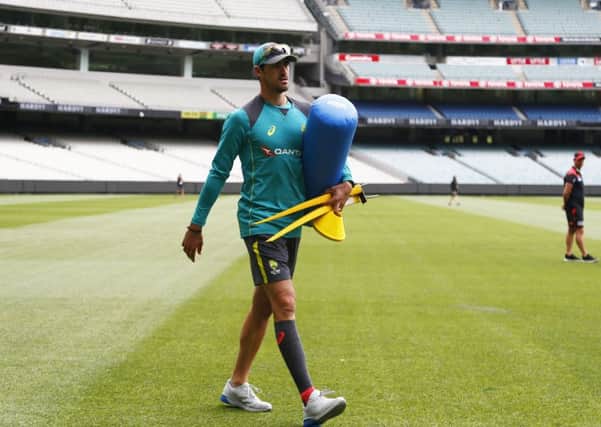 INJURED: Australia's Mitchell Starc during a nets session at the MCG. Picture: Jason O'Brien/PA
