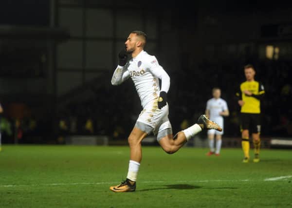 Leeds United's Kemar Roofe celebrates his goal. Picture Tony Johnson.