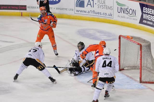 Steelers' John Armstrong makes it 3-0 late in the second period. Picture; Dean Woolley.