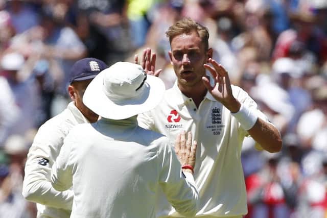 GOT HIM: England's Stuart Broad celebrates the wicket of Jackson Bird  on day two at the MCG. Picture: Jason O'Brien/PA