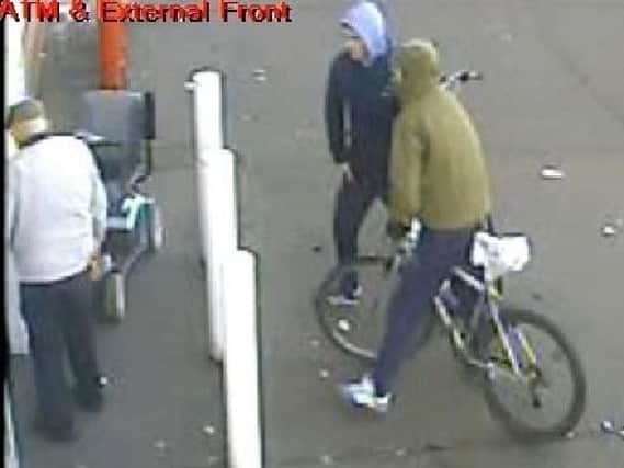 CCTV images show the man and the youths at the cash machine