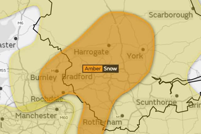 The amber weather warning for Yorkshire.