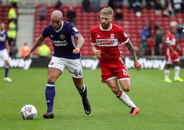 Wanted: Boro's Adam Clayton in action against the club who want him, Sheffield United.