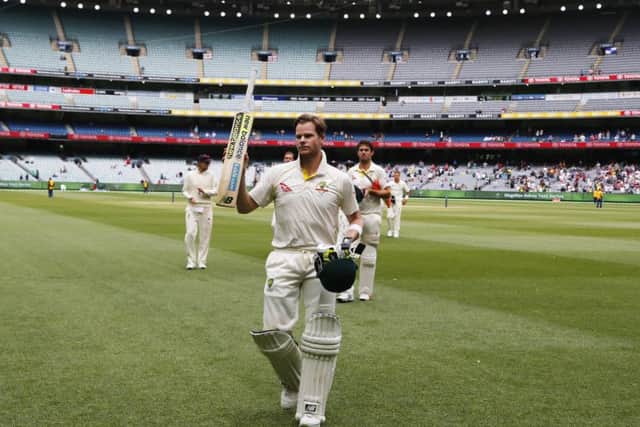 NO WAY PAST: Australia's centurion captain Steve Smith walks off at the end during day five at the MCG. Picture: Jason O'Brien/PA