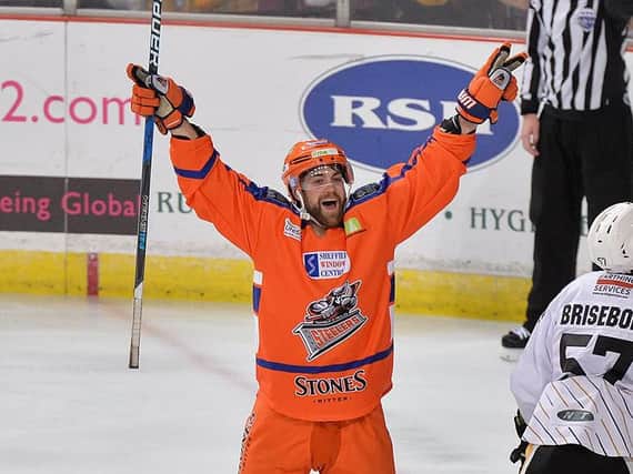 SIDELINED: John Armstrong could be out of action for the Sheffield Steelers for up to three months due to a hand injury sustained during a fight against Nottingham Panthers on Wednesday night. Picture: Dean Woolley.