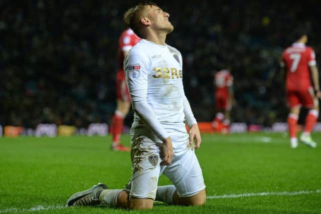 BLANKED: Leeds United's Samuel Saiz shows his dismay at a missed opportunity against Nottingham Forest on New Year's Day. Picture: Bruce Rollinson.