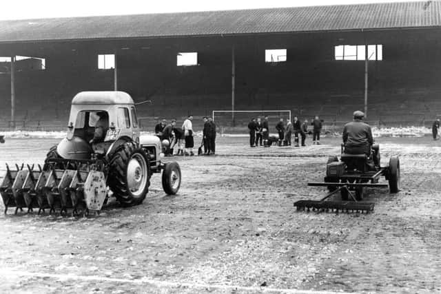 Snow clearing at Bramall Lane, February 1963.