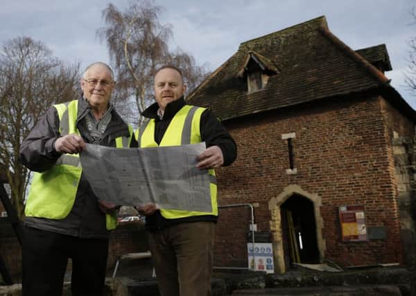 Pictured in front of the historic Red Tower in York are  (L to R) chairman of Red Tower CIC, Barry Beckwith, and managing director of Croft Farm Construction, Phil Gledall.