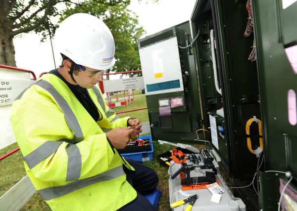 BT Openreach engineer Danny Bilton in North Yorkshire, where the contract for phase three of a major contract has been awarded to the firm.