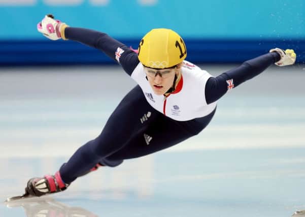 Great Britain's Elise Christie in the Ladies 1000m short track skating during the 2014 Sochi Olympic Games in Sochi, Russia. (Picture: David Davies/PA Wire).