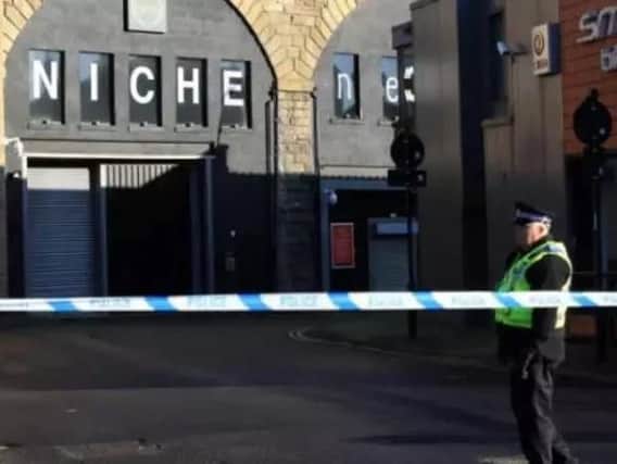 Police cordon at Niche following the spate of violence.