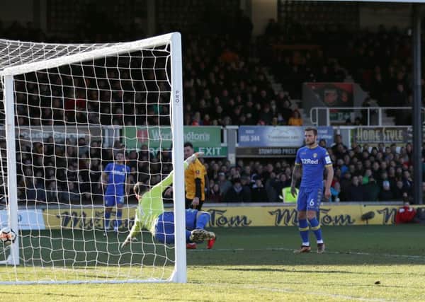 Leeds Uniteds Conor Shaughnessy put through his own goal to put Newport County level (Picture: David Davies/PA Wire).