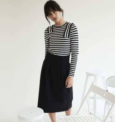 Waffle midi skirt, Â£65; Theory stripe jumper Â£55, both available from this month at Oliver Bonas.