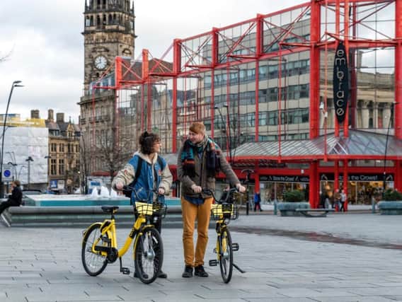 The bright yellow bikes will be available in Sheffield