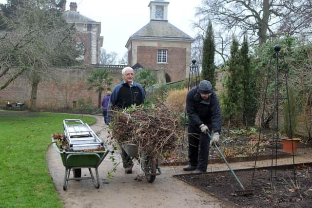 Richard Natt and William Smith work in the grounds of Beningbrough Hall. Picture Tony Johnson.