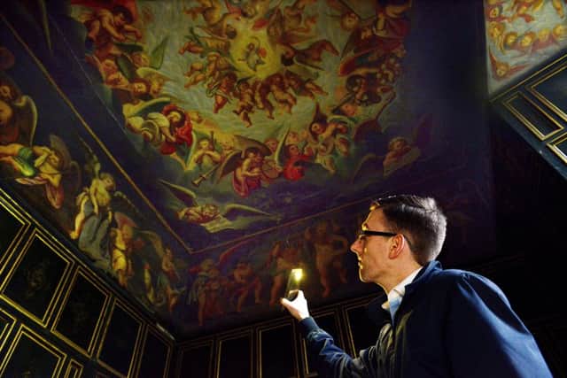 Murals and painted ceilings in the Little Castle at Bolsover Castle. Picture: Scott Merrylees