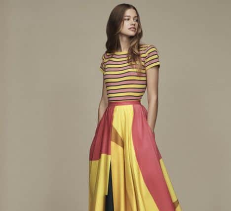 PAINTBOX: As a counterpoint to this season's whimsical and sweet pastels, there are also paintbox bright shades to mix and wear in bold yet considered new ways, rethinking pattern and print in strong silhouettes and, most ofn all, with a confident attitude. J by Jasper Conran skirt, Â£75; jumper, Â£45. At Debenhams.
