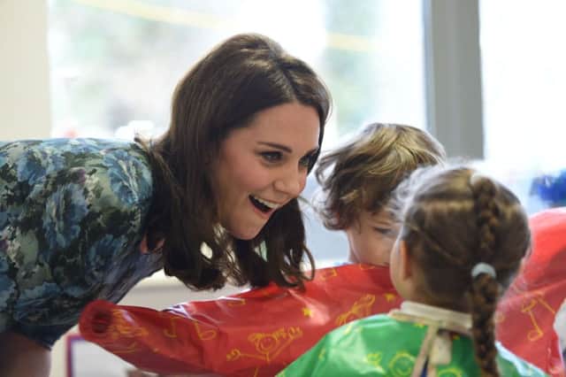 The Duchess of Cambridge visiting the Reach Academy Feltham, in London, a school working in partnership with Place2Be and other organisations to support children, families and the school community.