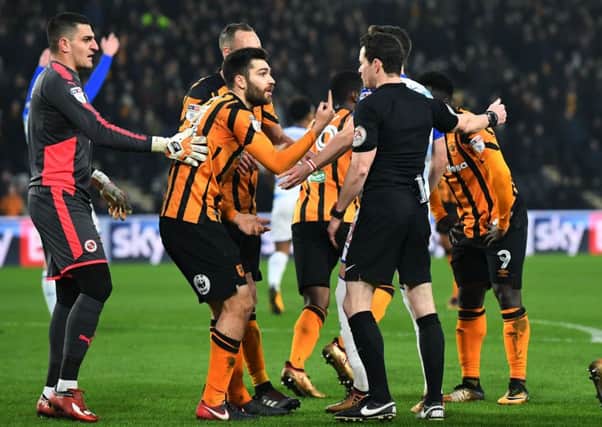 No goal: .
Hull's Jon Toral pleads with the referee after his first-half strike was disallowed.
Picture: Jonathan Gawthorpe