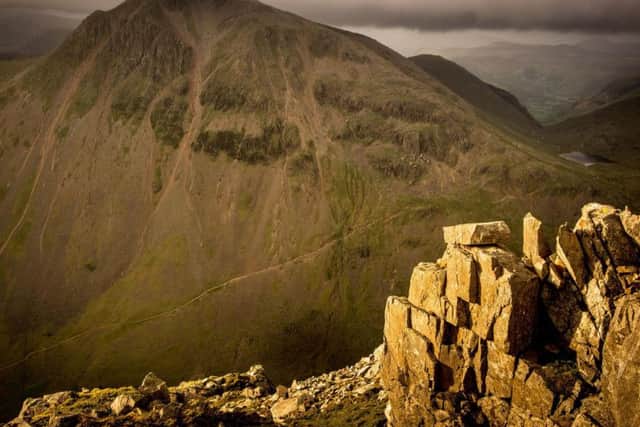 Great Gable from Lingmell Summit in Wasdale, Cumbria. The National Trust has unveiled plans to rededicate the "world's greatest war memorial" - Scafell Pike and a dozen other Lake District summits given to the charity after the First World War.