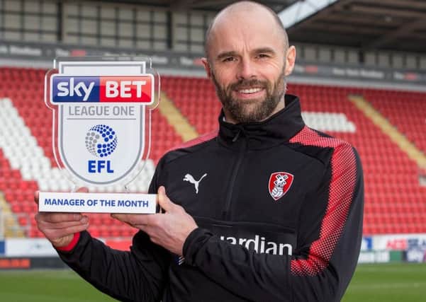 Paul Warne: Run extended after claiming 'League One Manager of the Month' award. Picture: Robbie Stephenson/JMP.