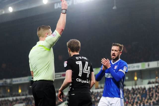 Off: Leeds United's Eunan O'Kane is red-carded. Picture: Simon Hulme