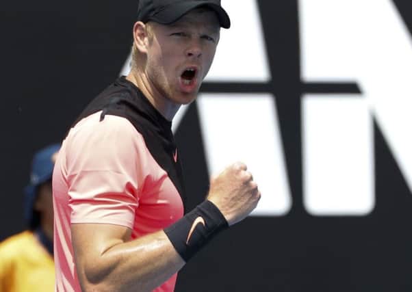Going through: Britain's Kyle Edmund on his way to victory against South Africa's Kevin Anderson.