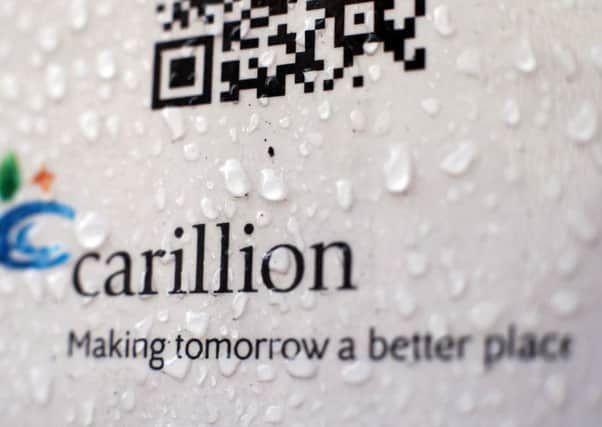 A sign at a Carillion construction site in central London, as the Government said all Carillion staff should still come to work and "those already receiving their pensions will continue to receive payment", following the construction giant's collapse. PRESS ASSOCIATION