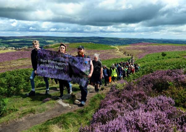 Campaigners from Ban Bloodsports have been calling for a ban on grouse shooting on Ilkley Moor since 2014. Picture by Jonathan Gawthorpe.