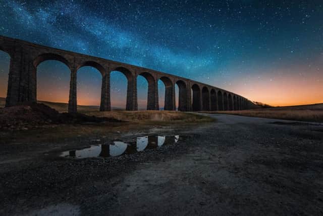 As the popularity of stargazing soars, the Yorkshire Dales and North York Moors National Park Authorities are holding the third Dark Skies Festival  next month. 
Pictured Ribblehead viaduct against the night sky.