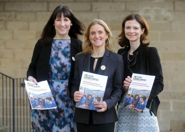 Jo Cox's sister Kim Leadbeater, centre, with MPs Rachel Reeves and Seema Kennedy, launch the long-awaited final report of the Jo Cox Loneliness Commission at a special event in Batley in December. Picture Tony Johnson.