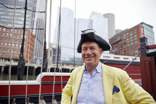 Michael Portillo on board a ship at the Boston Tea Party Ships and Museum, MA.  PA Photo/BBC/Boundless.